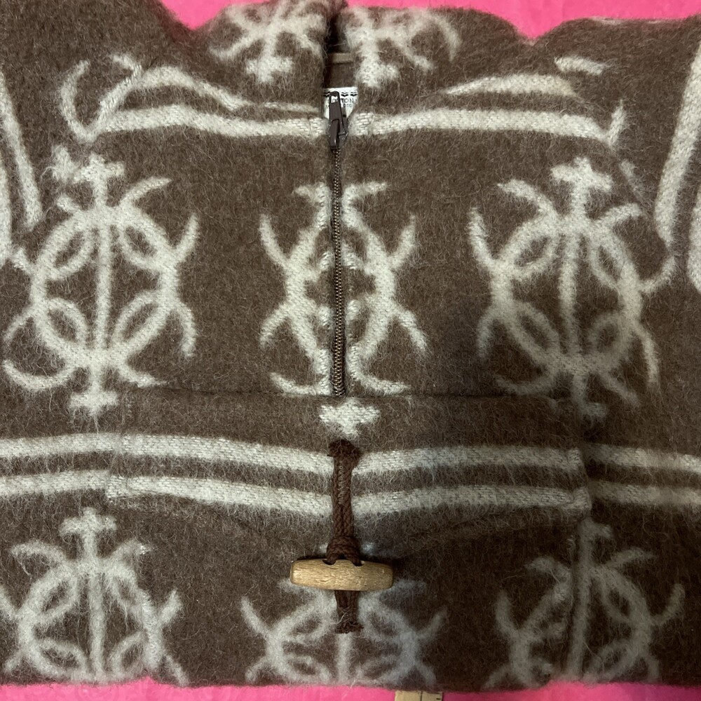 Icelandic Wool Blend Hooded Sweater Pullover Icewool Size 12 Taupe & Cream